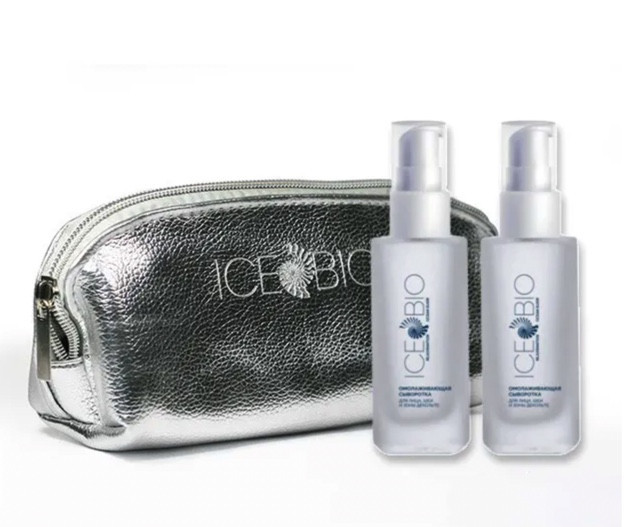 ICE BIO. Набор Сыворотка  2 шт омолаживающая для лица, шеи и зоны декольте 30мл, в косметичке в Нижнем Новгороде